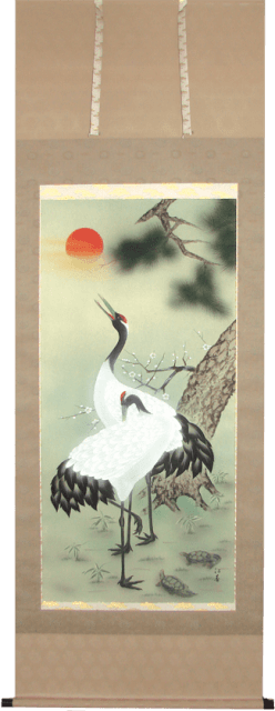 松竹梅鶴亀　掛軸